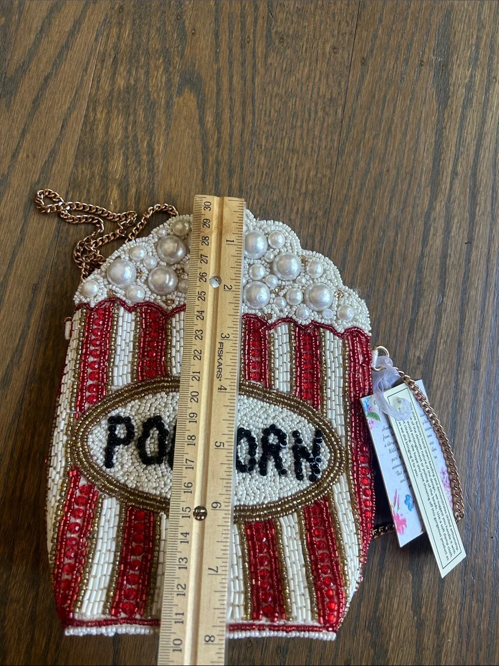 Popcorn Beaded Shoulder Bag - White & Red viral TikTok - Picture 5 of 6
